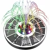 SZMP LED Solar Springbrunnen für außen mit 2200mAh Akku, 3.5W Glas Solar Teichpumpe mit 8 Effekte & 4 Fixe Rohre Solar Wasserpumpe, Solar schwimmender Fontäne Pumpe für Garten, Vogel-Bad, Teich