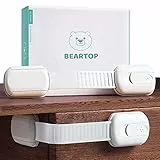 BEARTOP Kindersicherung Schrank | Schranksicherung Baby | Schrankschloss | BPA-frei | Einstellbare Länge | Starker Halt | 3cm-12cm | Weiß | 4 Stück