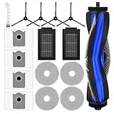 16 Stück Ersatz-Zubehör-Set für Ecovacs Deebot T50 Max/T50 Pro/T50 Omni/T50 Pro Omni Staubsauger, Hauptbürste, Seitenbürste, HEPA-Filter, Wischpads, Staubbeutel, Reinigungsbürste