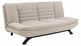 AC Design Furniture Jasper Schlafsofa in Beige, mit 3 Liegepositionen, Moderner 3-Sitzer ohne Armlehne, Gepolstertes Sofa mit Bouclé-Bezug und Schwarzen Beinen, B: 196 x H: 91 x T: 98 cm