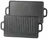 Rosenstein & Söhne Gusseisen Grillplatte: Gusseiserne Wende-Grillplatte für Ofen, Herd und Grill, 40 x 20,5 cm (Wendegrillplatte, Herd Gusseisen, Warmhalteplatte)