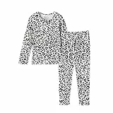 Mud Kingdom Kleine Mädchen Pajama Set für Mädchen Langärmlige elastische Taille 2-Teil Leopard Schlafanzug 6 Jahre