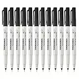 TWOHANDS Permanent Marker Set, 12 Stück Permanentstift Schwarz mit Ultrafeine Spitze, Wasserfest Filzstifte für Markierungen in Engsten Räumen, 21618