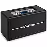 Audizio Tune60 Retro Radio – DAB+ und FM Radio mit Bluetooth 5.0, 40 W Soundleistung, USB/SD-Wiedergabe, LCD-Display, 20 Favoriten, Fernbedienung, Alarm und Sleeptimer – Schwarz
