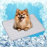 LONGCAO Kühlmatte für Hunde, Kühlmatte 40 x 30 cm Grs Zertifiziert, Ungiftiges Festes Gel, Selbstkühlende Matte Katze Hund Kühldecke für Drinnen, Draußen Und Auto, Grau