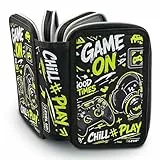 JTgugu Gaming Federmäppchen Jungen 3 Fächer, Große Kapazität Federtasche 3fach Leer, Cooles Game Stifteetui Federmappe mit Reißverschluss für Schule Junge Teenager Kinder, Schwarz