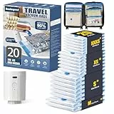 BoxLegend 20 Stück Reise Vakuumbeutel für Kleidung mit 1200mAh USB-Elektrorpumpe- Für Koffer und Rucksack Verdickt & Wasserdicht, 2*70x50+ 6*55x45+ 6*50x40+ 6*40x35cm- Sparen Sie 70% Kofferplatz