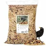 wildtier liebe Futtertraum Amselfutter 5kg – Premium Wildvogelfutter & Ganzjahresfutter mit Rosinen und geschälten Sonnenblumenkernen, Streufutter für Amsel, Rotkehlchen & andere Wildvögel