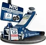 NTG HYDRAULISCHER WAGENHEBER 3T – TÜV-Zertifiziert, Flacher Wagenheber Hydraulisch mit Doppelzylinder – 75–505 mm Hubhöhe – Extra Stabiler Rangierwagenheber 3 Tonnen für PKW & SUV mit Gummiauflage