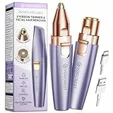 VG VOGCREST Augenbrauen-Gesichtstrimmer 2 in 1 Wiederaufladbare Gesichtshaarentfernung und Augenbrauenrasierer - Gesicht Lippen Körper Schmerzloser Gesichtsrasierer mit eingebauter LED (Violett)