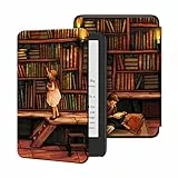 Ayotu Hülle für 6' Neu Kindle 11. Generation – 2024/2022 (Modell Nr. RS23CV/C2V2L3), Bunte PU Lederhülle mit automatischem Weck-/Schlafmodus, Die Bibliothek