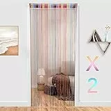 HYSENM 2 Stücke Fadengardine Fadenvorhang 100 x 200cm Fliegenvorhang Terrassentür Glitzer Schön für Hochzeit, 18 Farben