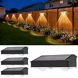 sylvwin Solarlampen für Außen, 4 Stück LED Solarleuchte, Solarlampen für Außen Wand, Solar Wandleuchte Aussen für Treppen, Stufen, Zäune, Geländer, Hof, Terrasse （Warmweiß）
