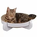 Kerbl Pet Katzkratzbrett Platinum, Kratzpappe, weiß, 35x35x10cm, mit extra Catnip-Beutel, aus recycelter Wellpappe, Krallenpflege, Katzenspielzeug