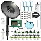 TRJZWA Solar Bewässerungssystem mit Automatischem Bewässerungscomputer 2024 Solar Tropfschlauch Bewässerung für Gärten,Balkone,Gewächshäuser mit 15 m Wasserleitung,15 Tropfer etc