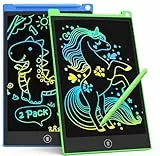 LCD Schreibtafel 2 Pack, 8.5 Zoll Tablet für Kinder und Erwachsene, Löschbarer, Wiederverwendbarer Schreib-Zeichenblock, mit Abschließbar Löschen-Taste (Blau+Grün)