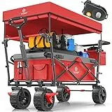 KESSER® Bollerwagen faltbar GT9000 Handwagen mit Dach | Transportwagen max. belastbar bis 150kg mit Hartgummi-Räder & Feststellbremsen (Vorne & Hinten) | Inkl. Schloss, Abdeckung, Wetter & Sichtschutz