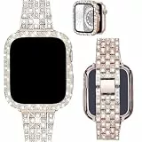 VISOOM Kompatibel mit Watch Armband mit Gehäuse 40mm Damen, Metall Glitzer Diamant Schmuckarmband mit Bling Schutzhülle für Armband Series SE3/2/1 6 5 4, Roségold