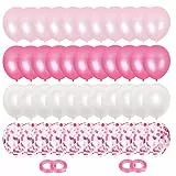 Camelize Luftballons, 64 Stück Rosa Geburtstag Luftballons, Party Deko Konfetti Latex Ballons mit Bändern für Babyparty, Hochzeit, Geburtstag, Valentinstag, Jubiläumsfeier(30cm)