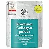 NATURE LOVE® Premium Collagen Pulver - 500g Kollagen - Peptide Type 1 und 3 - von Rindern aus Weidehaltung - Geschmacksneutral - ohne Zuckerzusatz & Süßungsmittel