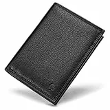 Frentree® Herren Geldbörse aus Nappaleder mit RFID Schutz, 13 Fächer, Hochformat Portemonnaie, Schwarz
