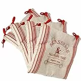 ATMOSPHERA CREATEUR D'INTERIEUR Set aus 4 Sitzkissen mit Befestigung - 40 x 40 cm - Bistrot-Stil - Farbe LEINEN und ROT