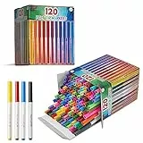 KreativeKraft Filzstifte Kinder Auswaschbar 120 Stück Marker Set Dicker Filzstift Malen und Zeichnen Farbig Sortiert Dicker Spitze Colouring Pens