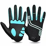Cevapro Fahrradhandschuhe Herren Damen rutschfeste und stoßdämpfende Mountainbike Handschuhe mit Gel für Radsport Fitness Downhill (Blau-Schwarz, L)
