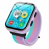 PTHTECHUS Smartwatch Kinder 4G, Kinderuhr Telefon mit Anruffunktion, mehrere Desktop-Stile zur Auswahl, Zwei-Wege-Anrufe, Kamera, MP3, SOS, Lernkarte, Geschenk für Jungen Mädchen (Lila)