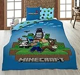 Aymax Wendebettwäsche Minecraft Ready to Survive, Bettbezug 140 x 200 cm + Kissenbezug 63 x 63 cm