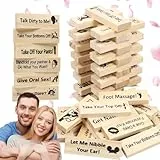 48Pcs Lust Tower, Holzblöcke für Paare Freches Spiel, Super Naughty Block Tower Game, Stapelspiel aus Holzblöcken, Spiel Erwachsene, Tumbling Tower Blockspiele Valentinstag Paarspiele for Erwachsene