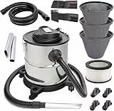 Aschesauger 20L 1650W Kaminsauger Staubsauger (Kabellänge ca. 4m) Inklusive HEPA Filter + Blasfunktion + DUAL Filter System + 3x Sackfilter, Antistatische Ableitkette, Aschesauger für Kamin SN121