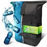 invilus ® - Rolltop Rucksack Damen und Herren aus Recycelten Plastikflaschen | Jetzt Farbe wählen (Schwarz)