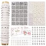 JHWELRG Selber Machen Perlen für Armbänder, Erwachsene Pearl zum Auffädeln für Beads for Jewellery Making Schaffung,Silber Perlen Set Schmuck Benutzt für Weihnachten, Partys, Ostern, Feiertage