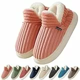 Coswind Hausschuhe Damen Herren Winter Warme Geschlossen Plüsch Weiche Modern Bequeme Elegant Rutschfeste Memoryschaum Pantoffeln Rosa 280