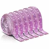 Strassband Selbstklebend 6 Rollen 1 Yard Strasssteine Selbstklebend Kristall Diamant Band Glitzerband Strassstreifen Glitzer Diamant Deko ​​für DIY Basteln Stoff Auto Handy (Rosa)