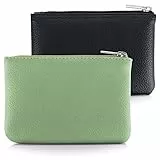 simarro 2 Stück Kleines Portemonnaie Damen, Leder Mini Geldbörse Klein Portemonnaie Coin Purse Münzgeldbörse Münzbeutel Schlüsseletui Woman Wallet Mini Geldbeutel für Damen (Schwarz Grün)