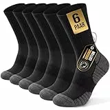 Socken Herren Damen 35-50, Professionell Wandersocken mit Verstärkter Ferse, Zehe & Nahtloser Konstruktion, Atmungsaktive Trekkingsocken für Wandern, Laufsport, Arbeit & Alltag, 6 Paar, Schwarz, L