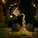 Comius Sharp Gießkannenlicht Lichter mit Schäferhaken, LED Solar Gießkanne Lichterkette Aussen, Solarlampen für Außen Garten Wasserdicht, Vintage Lichterkette für Hofweg Balkon Terrasse Garten Deko