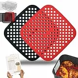 Wiederverwendbare quadratische Beschichtungen für Luftfritteuse – Antihaft-Silikon-Pad für Luftfritteusekorb 21,5 cm – Zubehör, Matte, Fritteuse ohne Öl