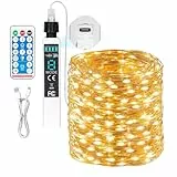 MUSUNIA Wiederaufladbare Lichterkette batteriebetrieben, funkelnde Lichter mit Fernbedienung und Timer, warmweiße LED-Lichterkette für Schlafzimmer, Camping, DIY, Hochzeit, Weihnachtsdekoration