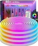 httpsmp 24M RGB Neon LED Strip Lights, Musik Sync, 24V Flexible Streifen mit App/Fernbedienung anwendbar auf Schlafzimmer, Raum & Außendekoration