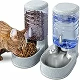 Automatischer Futterspender für kleine und mittelgroße Haustiere, 3,8 l, Reisefutterspender und Wasserspender für Hunde, Katzen, Haustiere (Gray)