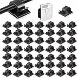 Kabelhalter Selbstklebend,50 Stück Kabelhalter Wand,Outdoor Kabel Clips Kabelklemme Schreibtisch,Kabelclips Selbstklebend,Cable Clips am Schreibtisch,Kabelwandklammer, Schwarz