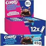 Proteinriegel | Corny Protein Crunchy Chocolate & Banana | 30% Protein | Abwechslungsreicher Eiweißriegel ohne Zuckerzusatz | Großpackung 12 x 45 g