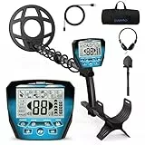 OMMO Metalldetektor Profi für Erwachsene & Kinder, USB Wiederaufladbarer Gold Detektor, 6 Modi, Hochpräzisions, IP68 Wasserdicht Suchspule Metalldetektoren Set mit Digger Schaufel, Blau