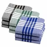 URAQT Taschentücher Herren 40cm x 40cm, 9 Stück Herrentaschentücher Karomuster, Handkerchief Wiederverwendbar, Hochzeits- und Herrengeschenke
