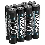 ABSINA AAA Akku für Telefon Gigaset 1150 NiMH 8er Pack - Akku AAA mit 1,2V & min. 1050 mAh - Geeignet für CL660HX, A400 A415, C300 C430, C475 C530 und vieles mehr