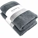 herzbach home Premium Duschtuch 2er-Set 70 x 140 cm (Anthrazit) – Große, weiche & saugstarke Dusch-Handtücher in Bester Qualität – 100% natürliche Baumwolle