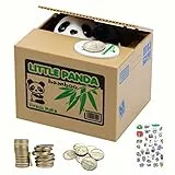 Elektronische Katzen Spardose für Kinder und Erwachsene - Sparbüchse mit Katzenpfote für Münzen - Lustiges Sparschwein für Kleingeld - Kleine elektrische Sparkasse - Gelddose - Panda Spardose